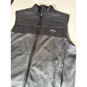 Callaway Men's Golf Vest XL Full Zip Gray Black Quilted Sleeveless Jacket.  3973